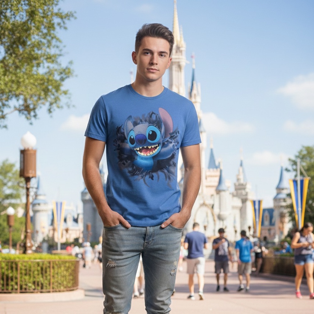 Disney Lilo & Stitch Graphic Tee - Men's Small - Blue